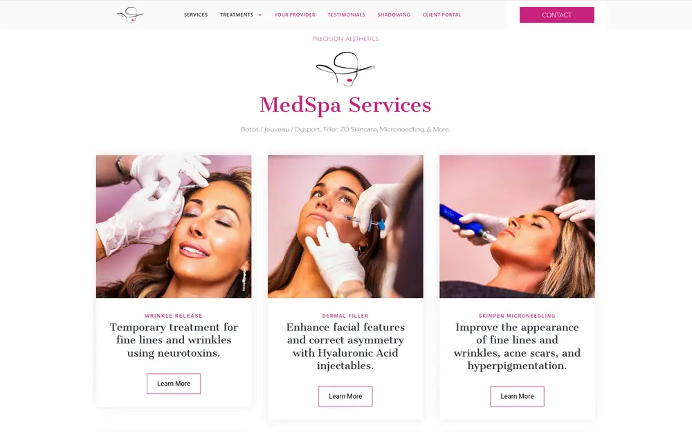 Ohio Valley Med Spa website, built by MCG
